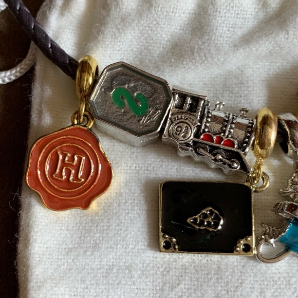 Pandora Purple Leather Bracelet Wrap Around Twice Necklace 9 Harry Potter Charms - Picture 5 of 13
